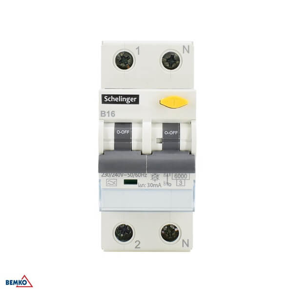 A08-GVL-A-B25 KOMBINIRANA ZAŠTITNA SKLOPKA RCBO 2P B 25A 30mA TIP A 6kA SCHELINGER