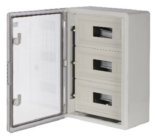 MD-9093-CNL ORMAR 350X500X190 DIN 3X14M ABS PROZIRNA VRATA IP65 SIVI OPAQUE