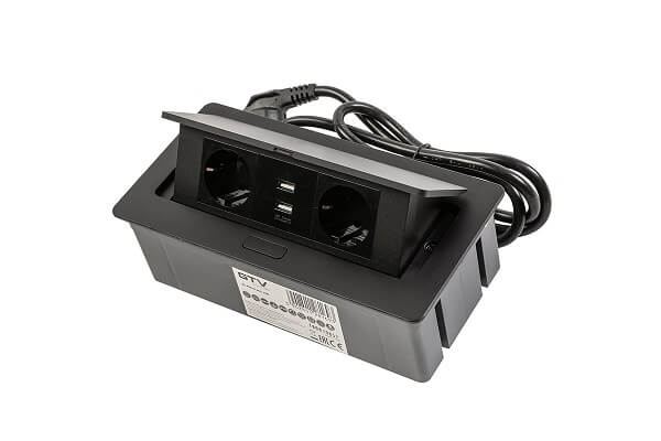 AE-PBSUC2GS-20N GTV KONZOLA PRIKLJ. UGR. STOL 2XŠUKO+2XUSB CRNA NOVO