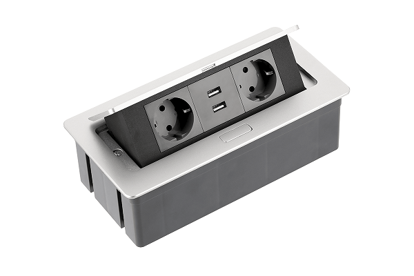 AE-PBSUC2GS-53 GTV KONZOLA PRIKLJ. UGR. STOL 2XŠUKO+2XUSB SIVA NOVO