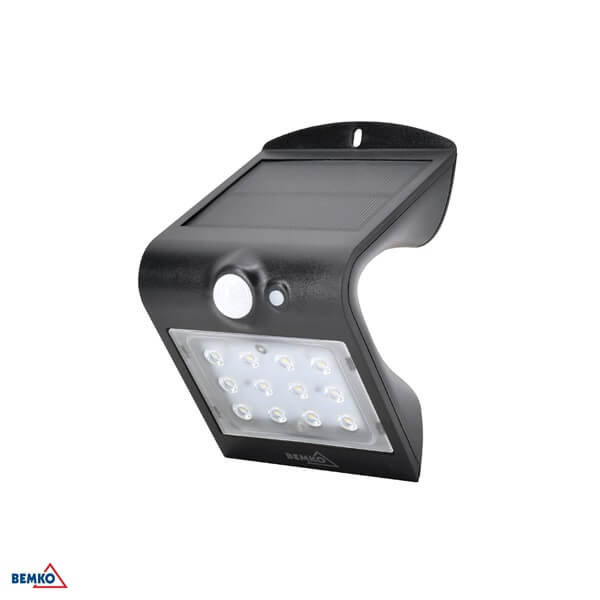 C83-SOT-001BL-PIR LED SVJETILJKA ZIDNA SOLARNA 1,5W IP65 SENZOR 4000K 220lm CRNA TRINGO