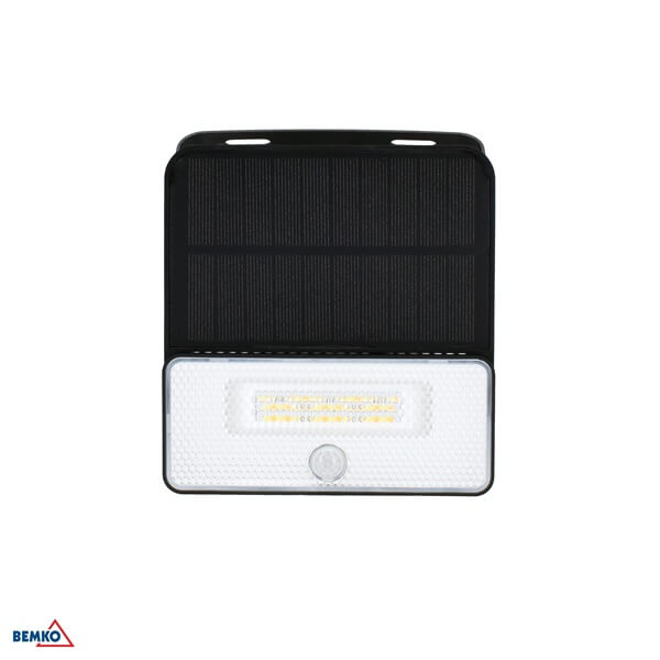 C83-SOK-008BL-CCT-PIR LED SVJETILJKA ZIDNA SOLARNA 8W IP54 SENZOR 3K/4K/6,5K 1000lm CRNA SOKER