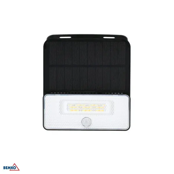 C83-SOK-008BL-CCT-PIR LED SVJETILJKA ZIDNA SOLARNA 8W IP54 SENZOR 3K/4K/6,5K 1000lm CRNA SOKER