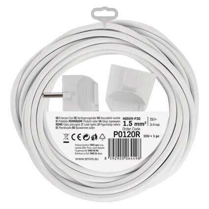 P0120R PRODUŽNI KABEL PP/J 10M 3X1,5 BIJELI