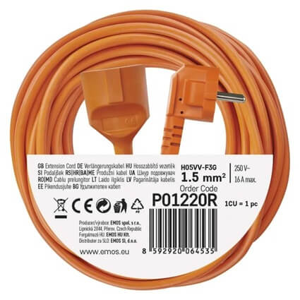 P01220R PRODUŽNI KABEL PP/J 20M 3X1,5 NARANČ.