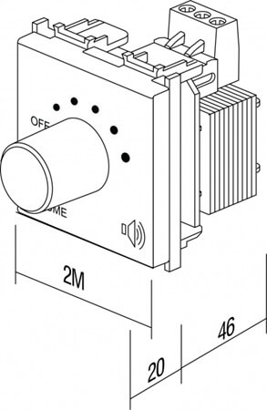 EM95SB-U TEM REGULATOR GLASNOĆE ZA 100V AUDIO LINIJU 35W 2M CRNI MODUL