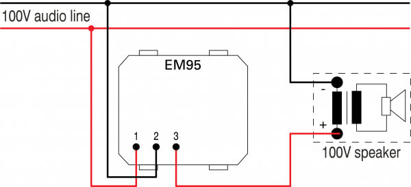 EM95SB-U TEM REGULATOR GLASNOĆE ZA 100V AUDIO LINIJU 35W 2M CRNI MODUL