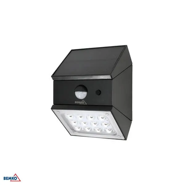 C83-SOR-002BL-CCT-PIR LED SVJETILJKA ZIDNA SOLARNA 2,5W IP65 SENZOR 3K/4K/6K 300lm CRNA RUBIC