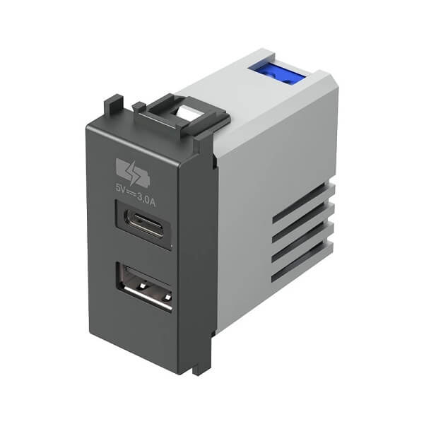 TEM USB PUNJAČ 1M 5V  3.0A ANTRACIT MODUL
