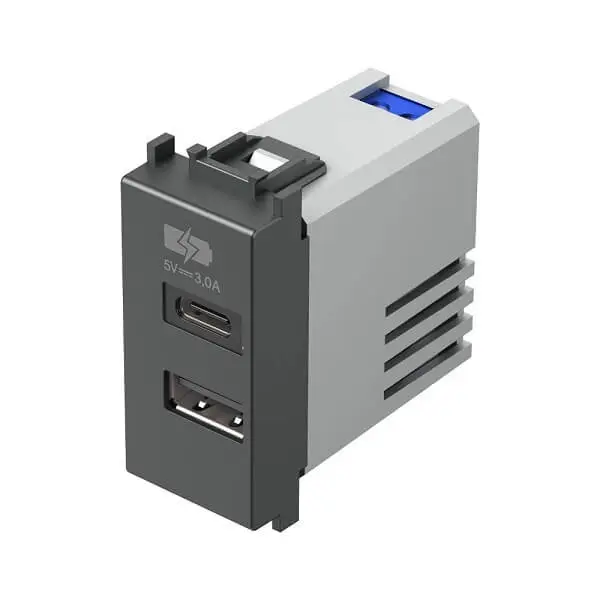 TEM USB PUNJAČ 1M 5V  3.0A ANTRACIT MODUL