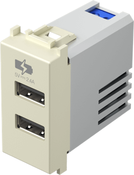 EM67IW-U TEM USB PUNJAČ 1M DVOSTRUKI 5V 2,4A BEŽ MODUL