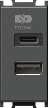 EM69AT-U TEM USB PUNJAČ 1M 5V 2X3.0A ANTRACIT MODUL
