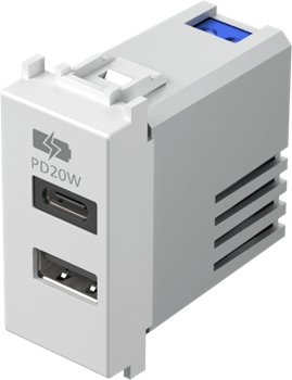 EM69PW-U TEM USB PUNJAČ 1M 5V 2X3.0A BIJELI MODUL