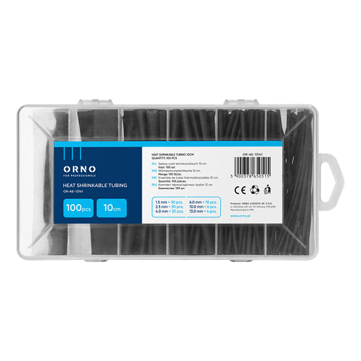 OR-AE-13141/B SET TERMO BUŽIRA CRNI 10cm /1,5 2,5 4 6 10 13mm/ ORNO (P-100)