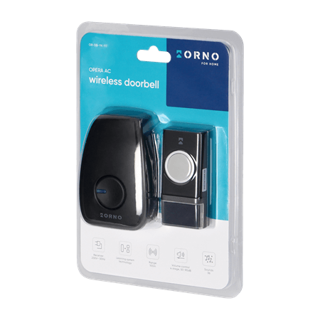OR-DB-YK-117 ORNO ZVONO OPERA AC-230V  BEŽIČNO ,domet max 100m  IP44 CRNO