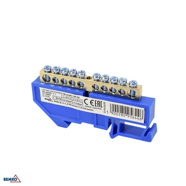 A18-TBI-6X09-10P-NI SABIRNIČKI BLOK 63A DIN N PLAVI 2X6.0MM 8X4.5MM SCHELINGER
