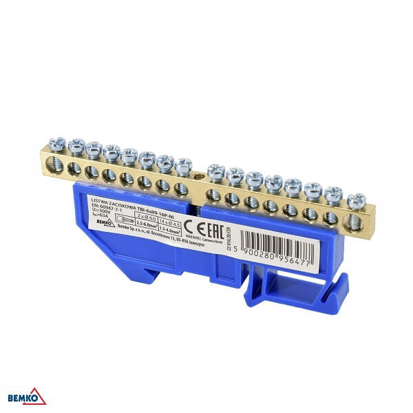 A18-TBI-6X09-16P-NI SABIRNIČKI BLOK 63A DIN N PLAVI 2X6.0MM 14X4.5MM
