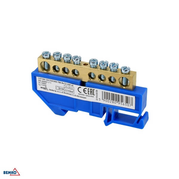 A18-TBI-8X12-08P-NI SABIRNIČKI BLOK 63A DIN N PLAVI 8X6.0MM
