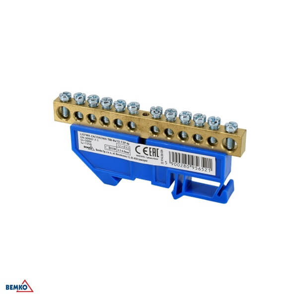 A18-TBI-8X12-12P-NI SABIRNIČKI BLOK 63A DIN N PLAVI 8X6.0MM