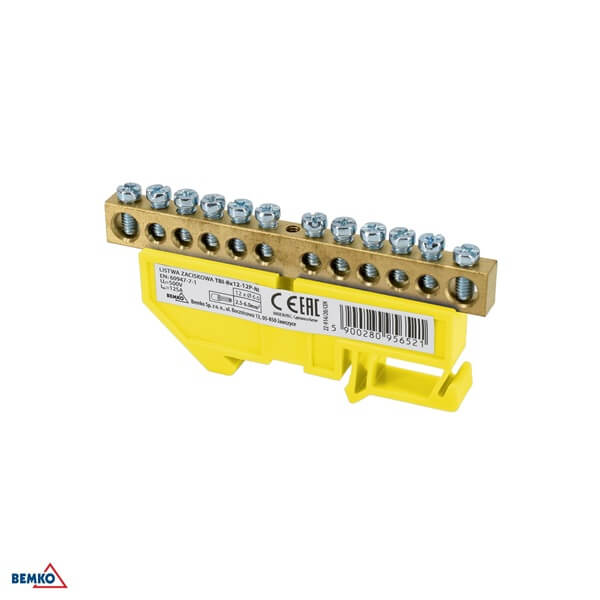 A18-TBI-8X12-12P-ZO SABIRNIČKI BLOK 63A DIN N ŽUTI 8X6.0MM
